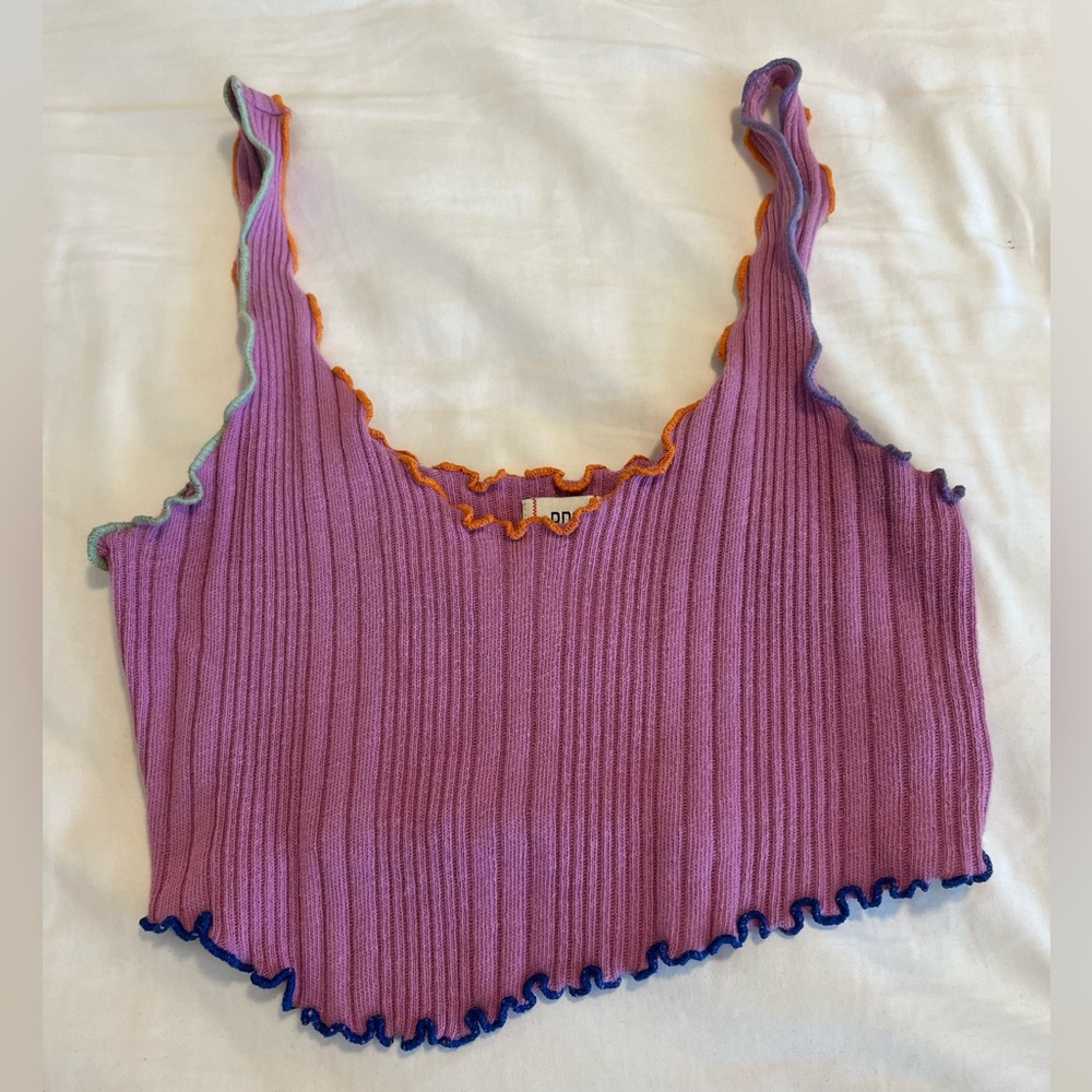 Urban Outfitters BDG multi color Carmen Asymmetrical Cropped Tank Top